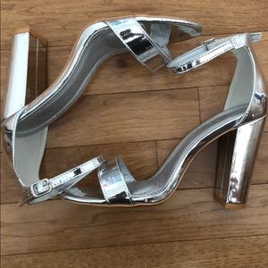 Silver chunky heel sandal